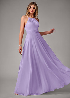 Azazie Amalia Brautjungfernkleider A-Linie Plissee Chiffon Kleid Flieder image4