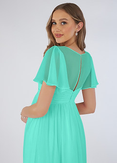 Azazie Verna Maternity Bridesmaid Dresses A-Line V-Neck Ruched Chiffon Floor-Length Dress image17