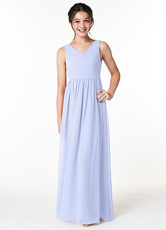 Azazie Sawyer Junior Lavender A-Line Pleated Chiffon Dress image1