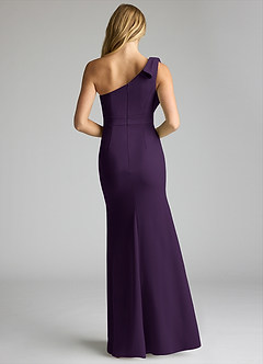 Azazie Rinna Bridesmaid Dresses Plum Mermaid One Shoulder Stretch Crepe Dress image4