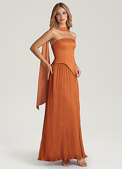 Azazie Tierney Bridesmaid Dresses Cinnamon A-Line Strapless Chiffon Convertible Dress image7