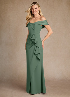 Azazie Laredo Mother of the Bride Dresses Eucalyptus Mermaid Off the Shoulder Stretch Crepe Dress image5