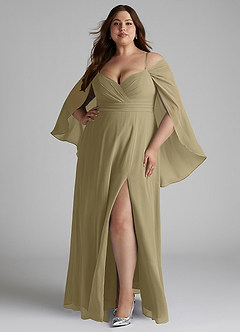 Azazie Cienna Bridesmaid Dresses Moss Green A-Line Off the Shoulder Chiffon Dress image7