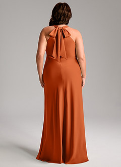 Azazie Doretta Bridesmaid Dresses Burnt Orange Mermaid Pleated Stretch Satin Dress image10