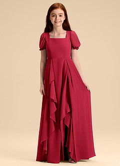 Azazie Priya Junior Scarlet A-Line Blouson Chiffon Dress image1