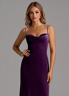 Azazie Karryn Bridesmaid Dresses Grape Mermaid Corset Velvet Dress image6