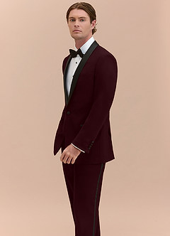 front Winston Burgundy Shawl Lapel Tuxedo Jacket