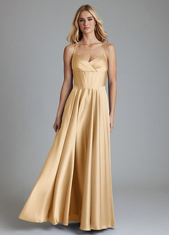 Azazie Alaia Suknie dla druhen Linia A Gorset Satyna elastyczna Do ziemi Sukienka image1