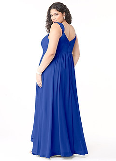 Azazie Cleobella Brautjungfernkleider A-Linie Herzchen Spitze Chiffon Kleid Königsblau image11
