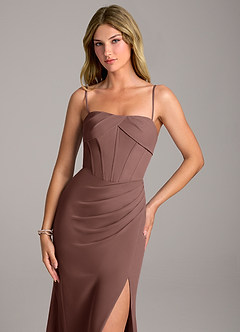 Azazie Chantel Bridesmaid Dresses Espresso Sheath Strapless Chiffon Convertible Dress image2