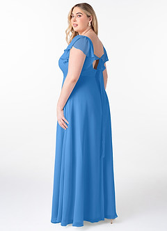 Azazie Syenna Jurken voor bruidsmeisjes Jurk van Chiffon met A-Lijn Ruches Blauwe Gaai image9
