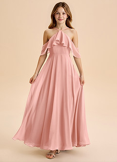 Azazie Tessabelle Junior Rosette A-Line Off the Shoulder Chiffon Dress image5