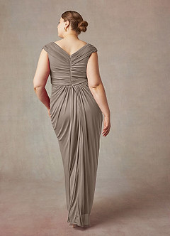 Azazie Lisolette Mother of the Bride Dresses Taupe Sheath Pleated Mesh Dress image10