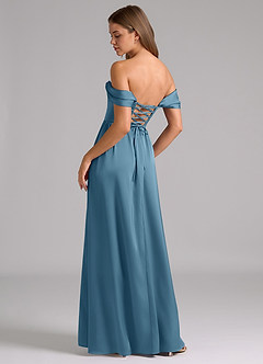 Azazie Hattie Bridesmaid Dresses Bermuda A-Line Corset Stretch Satin Dress image2