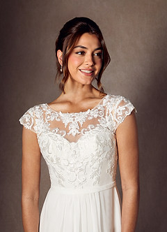 Azazie Brynslee Hochzeitskleider A-Linie Schaufel Pailletten Chiffon Kleid Diamantweiß image4