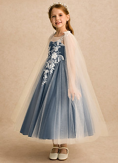 Azazie Amina Flower Girl Dresses Ivory Neptune A-Line Lace Tulle Dress image5