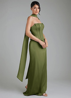 Azazie River Bridesmaid Dresses Olive Sheath Corset Stretch Satin Convertible Dress image12
