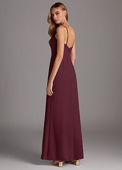 Azazie Tayla Bridesmaid Dresses Cabernet Sheath Square Neckline Chiffon Dress image2