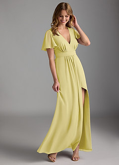 Azazie Zaniah Abiti da Damigella Abito A-Line in Chiffon Sorbetto Al Limone image6