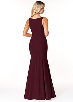 Azazie Rogue Bridesmaid Dresses Cabernet Mermaid Scoop Side Slit Stretch Crepe Dress image2
