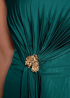 Azazie Dinanta Mother of the Bride Dresses Peacock Column Pleated Chiffon Dress image8