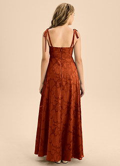 Azazie Rosey Junior Paprika A-Line Sweetheart Neckline Floral Burnout Dress image2