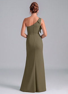Azazie Rinna Bridesmaid Dresses Willow Green Mermaid One Shoulder Chiffon Dress image2