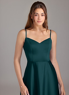 Azazie Marley Bridesmaid Dresses Pine A-Line Off the Shoulder Stretch Satin Convertible Dress image2