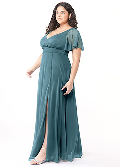 Azazie Induh Jurken voor bruidsmeisjes Jurk van Mesh met A-Lijn Fladderende V-hals Bermuda image9