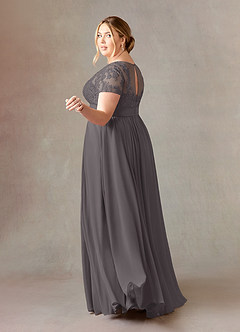 Azazie Annette Mother of the Bride Dresses Steel Grey A-Line Lace Chiffon Dress image10