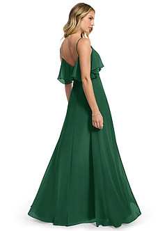 Azazie Jean Bridesmaid Dresses Dark Green A-Line Chiffon Convertible Dress image2