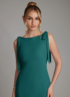 Azazie Luddie Bridesmaid Dresses Peacock Mermaid Bow Chiffon Dress image3