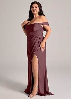 Azazie Johana Bridesmaid Dresses Sangria Mermaid Off the Shoulder Stretch Satin Convertible Dress image10