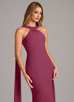 Azazie Kinsley Bridesmaid Dresses Mulberry Mermaid Pleated Chiffon Dress image7