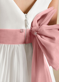 Azazie Margot Flower Girl Dresses Ivory Dusty Rose A-Line Pleated Chiffon Dress image9