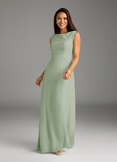 Azazie Bettina Mother of the Bride Dresses Dusty Sage A-Line Lace Chiffon Dress image5