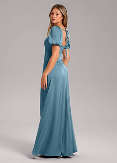 Azazie Fyona Bridesmaid Dresses Bermuda A-Line Pleated Stretch Satin Dress image5