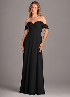 Azazie Kaylyn Bridesmaid Dresses Black A-Line Ruched Chiffon Dress image6