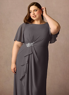 Azazie Rain Mother of the Bride Dresses Steel Grey Sheath Beaded Chiffon Dress image12