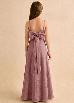 Azazie Jaella Girls Formal Flower Girl Dresses Dusty Rose A-Line Pleated Floral Burnout Dress image1
