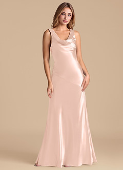 Azazie Rylina Robes de demoiselle d'honneur Robe Sirène en Satiné métallisé Or Rose image1