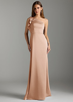 Azazie Rinna Bridesmaid Dresses English Rose Mermaid Ruched Stretch Satin Dress image1