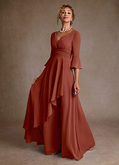 Azazie Eire Mother of the Bride Dresses Auburn A-Line Pleated Chiffon Dress image3