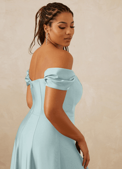 Christian Siriano Bridal for Azazie 1002 Bridesmaid Dresses Mist A-Line Off the Shoulder Stretch Satin Convertible Dress image10