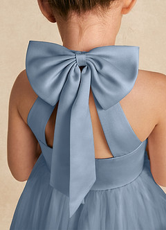 Azazie Bev Flower Girl Dresses Dusty Blue A-Line Convertible Tulle Dress image5