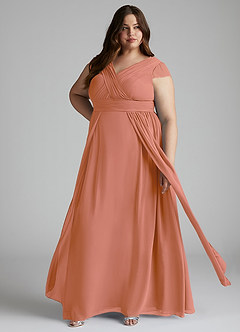 Azazie Organa Schlussverkauf A-Linie Plissee Chiffon Kleid Desert Rose image7