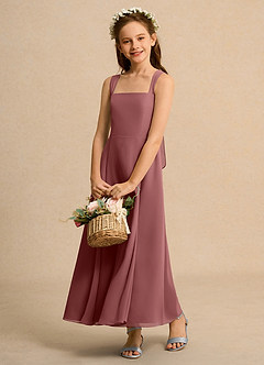 Azazie Tater Junior Formal Blumenmädchenkleider A-Linie Plissee Chiffon Kleid Amethyst image4