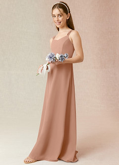 Azazie Denice Junior Champagne Rose A-Line Chiffon Dress image5