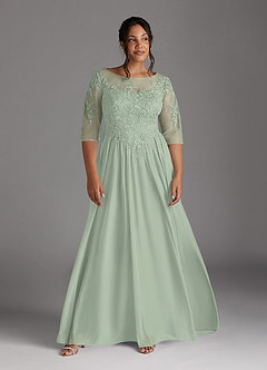 Azazie Harriet Mother of the Bride Dresses Dusty Sage A-Line Scoop lace Mesh Dress image9