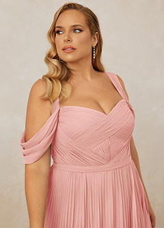 Christian Siriano Bridal for Azazie 1013 Brautjungfernkleider A-Linie Schulterfrei Chiffon Kleid Rosettenrosa image14